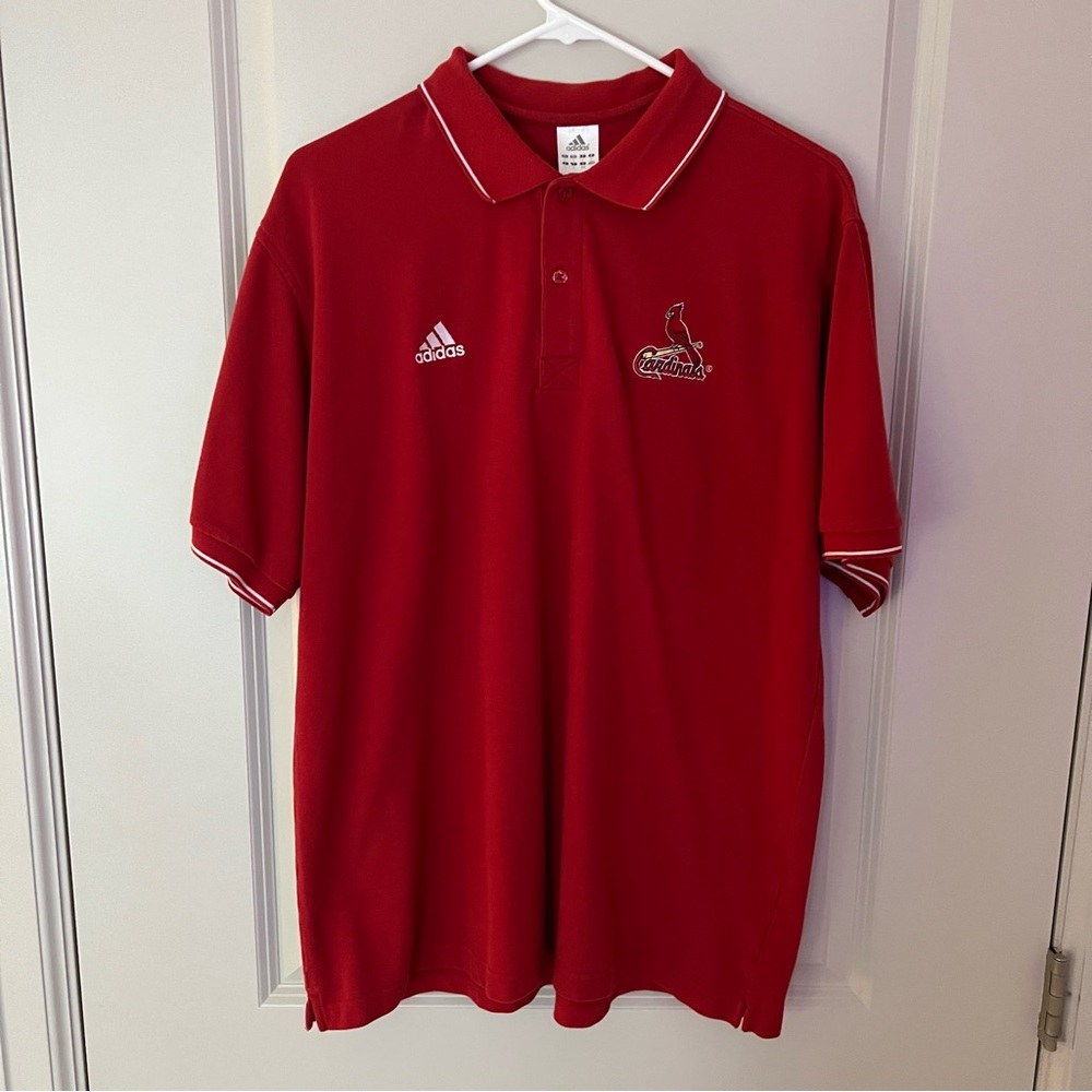 Adidas St. Louis Cardinals mens short sleeve polo shirt | size large - Picture 9 of 10